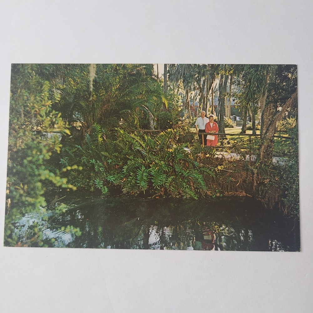 Vintage Homosassa Springs Florida Postcard Couple on Bridge